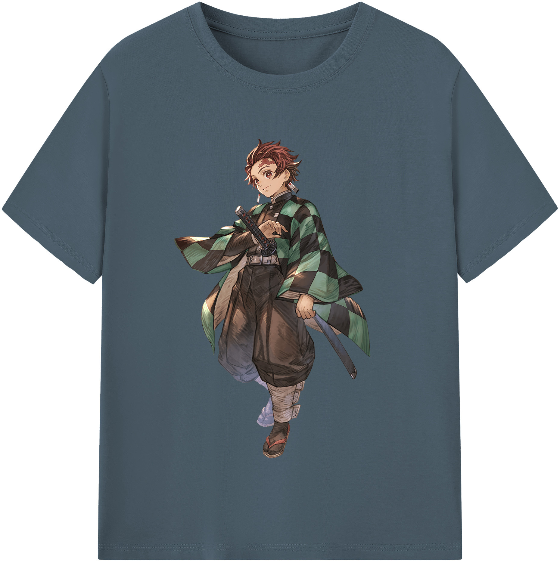 （画像用） 鬼滅の刃 竈門 炭治郎／かまど たんじろう Kamado Tanjirou 綿100％半袖Tシャツ（フロントプリント）